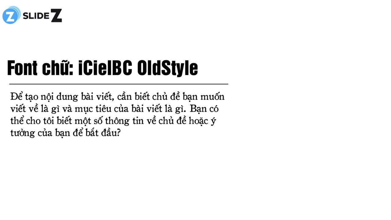 Font chữ: iCielBC OldStyle