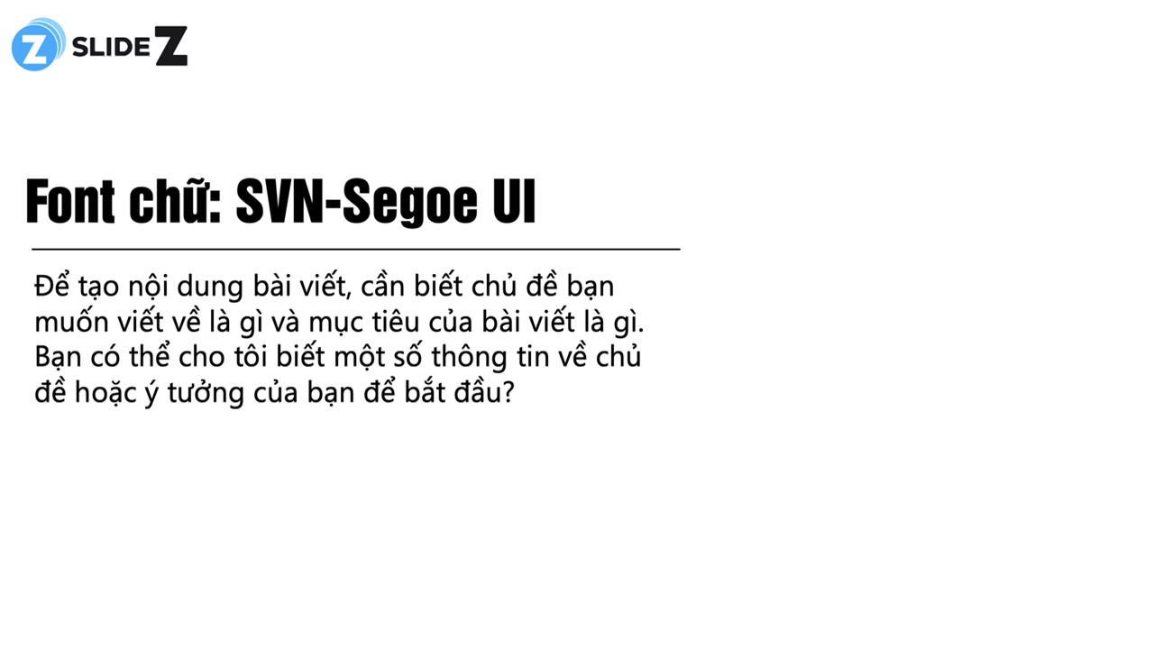 Font chữ: SVN-Segoe UI