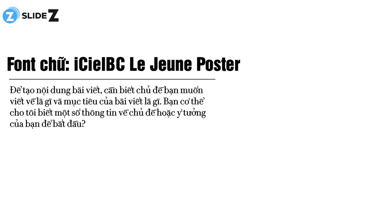 Font chữ: iCielBC Le Jeune Poster