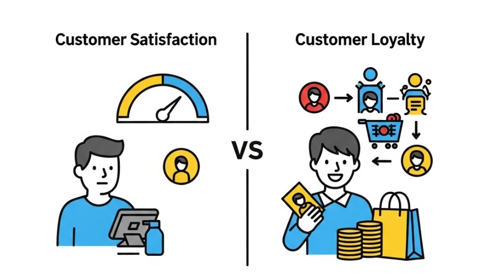 Phân biệt sự hài lòng và lòng trung thành của khách hàng trong kinh doanh